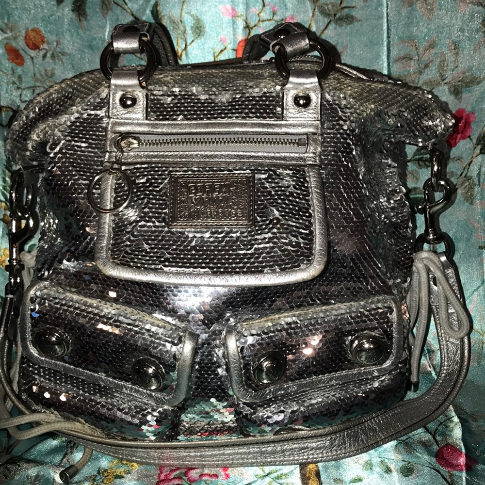 Coach Poppy silver sequin bag.